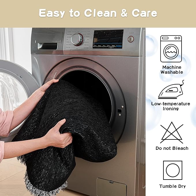MYSKY HOME Black Chenille Sofa Slipcover Couch Covers for Sectional l Shaped Couch Pets Protector Furniture Covers Futon Cover Super Soft Washable Decorative Couch Covers for 3 Cushion, 91"x118"