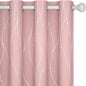 Deconovo Pink Curtains, Blackout Drapes, Thermal Insulated Soundproof Curtain, Silver Wave Dots Print, 52 x 63 Inch Long, Machine Washable Window Panels for Girls Bedroom Living Room Nursery, Set of 2