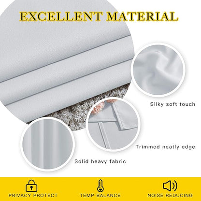 NICETOWN Room Darkening Curtains for Living Room - Easy Care Solid Thermal Insulated Grommet Curtains/Panels/Drapes for Bedroom (2 Panels, 66 by 84, Greyish White)