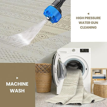 Washable Rugs 8x10 Area Rugs for Living Room- Large Moroccan Rugs for Bedroom, Dining Room, Ultra Soft Low Pile Foldable Carpet with Non Slip Rubber Backing,Neutral Accent Rug(Light Brown)