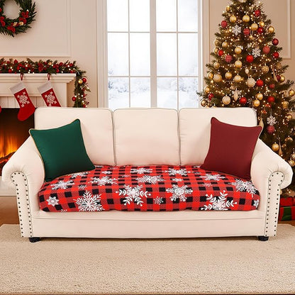 Smiry Printed Couch Cushion Covers, Stretch Soft Couch Covers for Sofa, Washable Non-Slip Sofa Slipcover Furniture Protector for Indoor and Outdoor (Large, Burgundy)