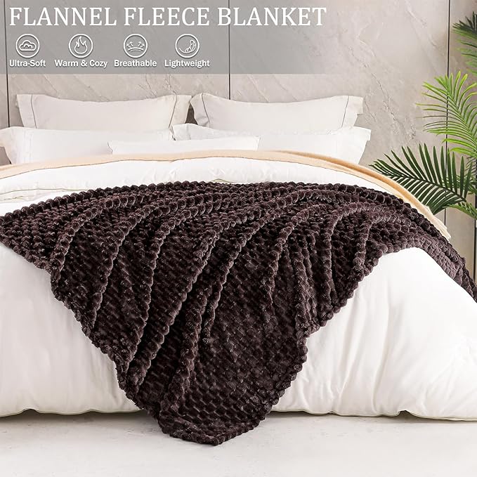 Exclusivo Mezcla Fleece King Blanket for Bed, Extra Large Fuzzy Coffee Bed Blankets, Soft Cozy Plush Sofa Throws for All Seasons, 90x104 Inches