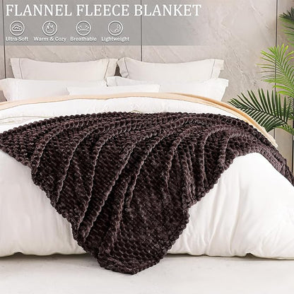 Exclusivo Mezcla Fleece King Blanket for Bed, Extra Large Fuzzy Coffee Bed Blankets, Soft Cozy Plush Sofa Throws for All Seasons, 90x104 Inches