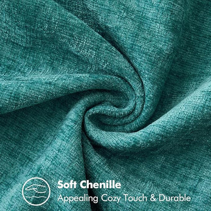 MIULEE Pack of 2 Couch Throw Pillow Covers 18x18 Inch Teal Farmhouse Decorative Pillow Covers with Stitched Edge Soft Chenille Solid Dyed Spring Pillow Covers for Sofa Bed Living Room