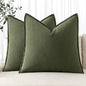 MIULEE Decorative Linen Euro Sham Pillow Covers 24x24 Dark Olive Green Boho Farmhouse Neutral Spring Couch Throw Pillows for Bed Pack of 2 Accent Modern Pillowcase Sofa Livingroom Home Decor