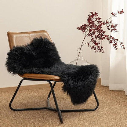 Ashler Faux Fur Rug, Black Area Rugs, Fluffy Sheepskin Fur Rug, Fuzzy Ultra Soft 2 x 3 Ft Rugs, Machine Washable Shag Rug, Nursery Throw Rugs for Bed, Living, Kids Room