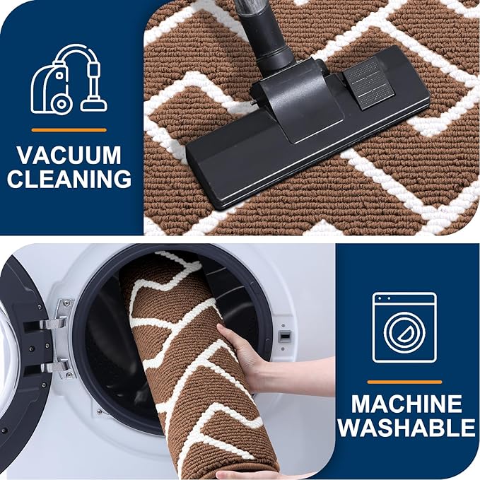 OLANLY Front Door Mat, Non-Slip Rubber Backing, Dirt Resistant and Absorbent, Washable, Easy to Clean Low-Profile Indoor Doormat for Back Door, Entryway, Inside Entrance, 59x35, Coffee