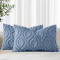 decorUhome Throw Pillow Covers 12x20 Inch Set of 2, Soft Plush Faux Wool Dusty Blue Solid Couch Pillow Covers, Accent Farmhouse Neutral Rectangle Pillow Cases for Sofa Bed Living Room