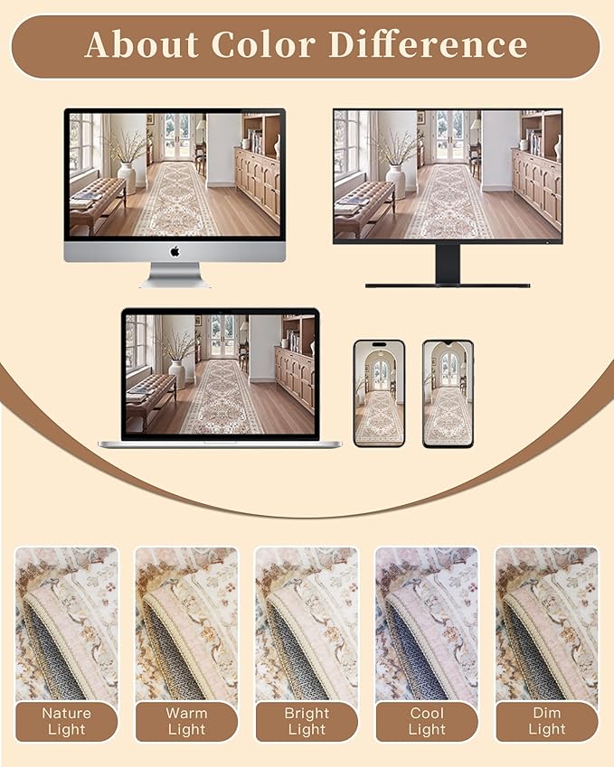 Madane Runner Rug 2'6''x8' Kitchen Runner, Hallway Runner Printed Vintage Washable Rugs Soft Non-Slip Low Pile Runners for Hallways Laundry Room Rug Distressed Rug, Pink