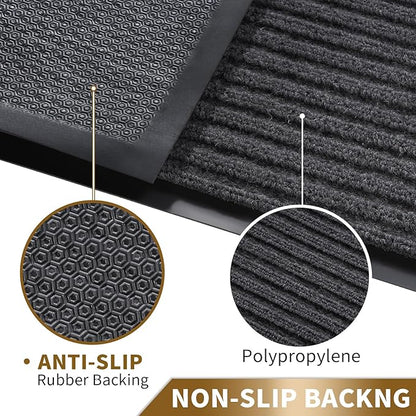 Yimobra Front Door Mat Outdoor Indoor Entrance, 100% Waterproof All-Season All Weather Doormat, Welcome Matt Outside Entry, Non Slip, Low Profile, Heavy Duty Patio Porch Floor Mat,29.5 x 17, Grey