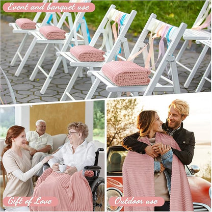 Buryeah 6 Pcs Flannel Throw Blanket Bulk 50 x 60 in Sleepover Blanket Outdoor Wedding Throw Lightweight, Oeko-tex Standard 100 Certified for Sofa Homeless Gifts (Vintage Pink)