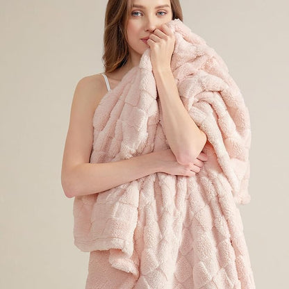 Bedsure GentleSoft Blankets Queen Size for Bed - Super Soft Cozy Blanket for Kids Girls, Large Fuzzy Fleece Throw for Bedroom Decor, Light Pink, 90x90 Inches