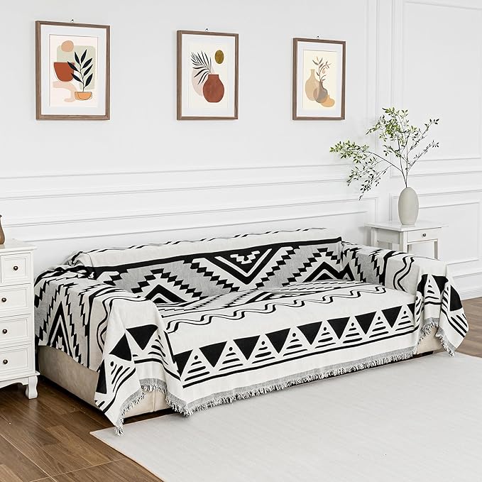 MYSKY HOME Couch Cover for Sectional Sofa Set Boho Geometric Furniture Sofa Cover Washable for Dog Cat Pets Couch Cover 3 Seat Sofa Chenille Couch Protector Multi-Use Couch Covers Blanket,71" X134"