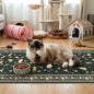 2x5 Washable Kitchen Runner Rug - Soft Low Pile Floral Animal Cat Print Rugs with Non-Slip Backing Waterproof Stain-Resistant Indoor Carpet for Hallway Entryway Bathroom Bedroom (Sage Green)