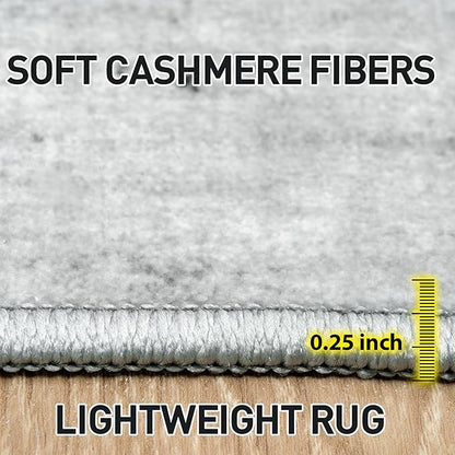 9x12 Area Rugs Washable Rug: Modern Abstract Living Room Rug Soft Anti-Skid Thin Carpet Indoor Floor Non-Shedding Carpets for Bedroom Dining Room Farmhouse Nursery Home Office Black White Grey