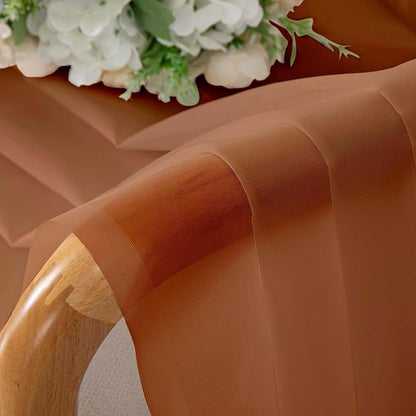 OWENIE Sheer Curtains 54 inches Long for Living Room Bedroom, Rod Pocket Light Filtering Voile Sheers Panels Drapes Small Window Treatments 2 Panels, 42" W x 54" L, Orange