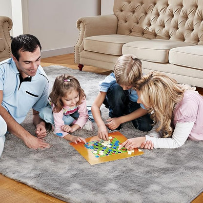 Large Area Rugs for Living Room, Fluffy Shag Fuzzy Plush Soft Bedroom Area Rugs, Indoor Floor Carpet for Kids Boys Girls Dorm Nursery Home Decor Aesthetic(Tie-Dyed Light Grey, 6x9 Feet)
