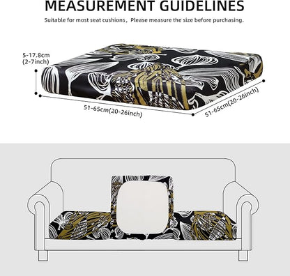 8Pcs Outdoor Cushion Covers, Patio Cushion Covers,Stretch Elastic Slipcovers, Replacement Washable & Reusable Furniture Protector for Patio Couch (Herbal-Pattern,Cover Only)