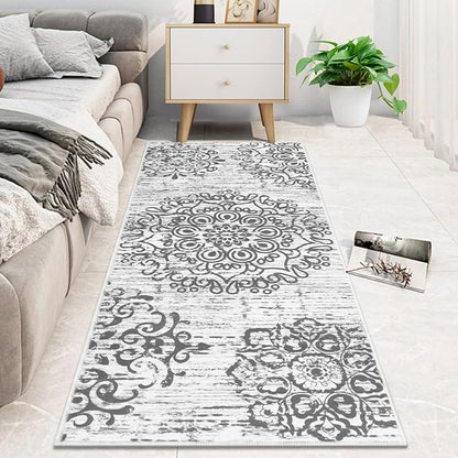 HEBE Hallway Runner Rug 2'x5' Washable Vintage Distressed Area Rugs Non Slip Laundry Rug Runner Boho Floor Carpet Runners for Hallways Entryway Laundry Room Kitchen Bathroom