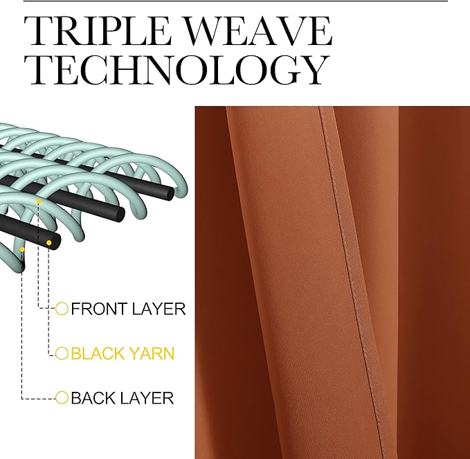 NICETOWN Blackout Curtains and Drapes - Thermal Insulated Solid Rod Pocket Blackout Draperies/Panels (Burnt Orange, 1 Pair, 42 by 72 inches)
