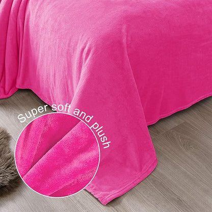 Exclusivo Mezcla Fleece Blanket Twin Size for Bed, Super Soft and Warm, All Season, Cozy, Plush, Lightweight, 60x80 Inches Hot Pink
