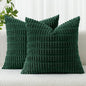 MIULEE Pack of 2 Dark Green Corduroy Decorative Pillow Covers 20x20 Inch Soft Boho Striped Throw Pillow Covers Modern Farmhouse Home Decor for Sofa Living Room Couch Bed
