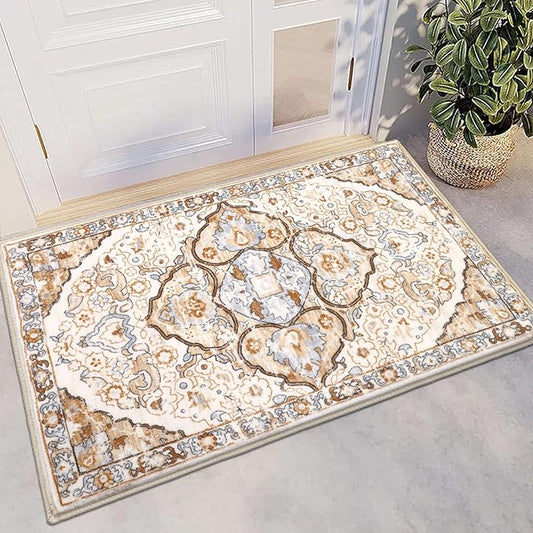 HEBE Washable Area Rug 2'x3' Non Slip Soft Distressed Medallion Bedroom & Living Room Accent Throw Vintage Entry Floor Carpet for Dining Room & Bathroom Entryway