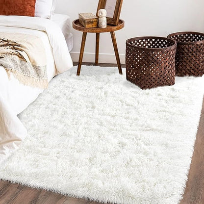 Rugs for Bedroom 4x6, Soft Shaggy Modern Shag Area Rug for Living Room, Upgrade Non-Slip Plush Fluffy Carpet for Kids Boys Girls Room Home Decor Aesthetic, Cream White