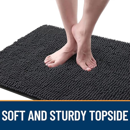 OLANLY Dog Door Mat for Muddy Paws 44x24, Absorbs Moisture and Dirt, Absorbent Non-Slip Washable Doormat, Quick Dry Chenille Mud Mat for Dogs, Entry Indoor Entryway Carpet for Inside Floor, Dark Grey
