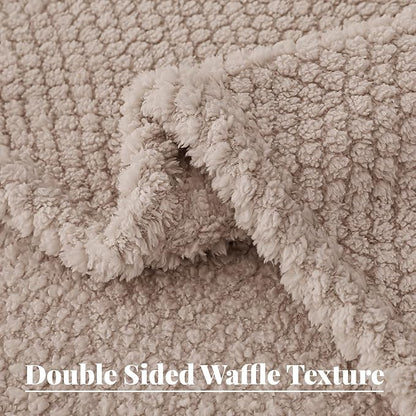 Whale Flotilla Extra Large Fuzzy Fleece Throw Blanket for Couch, 50x70 Inch Fluffy Warm Soft Jacquard Blankets for All Season, Lightweight and Cozy, Camel