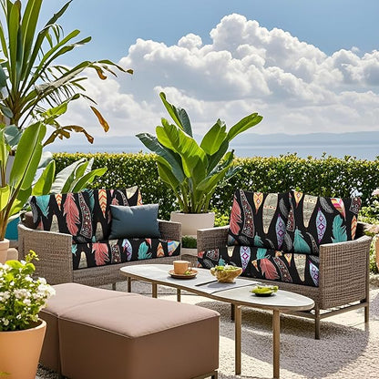 Outdoor Cushion Covers Set,8PCS Patio Furniture Couch Seat Slipcovers, Replacement for Sofa Sectional Chair(Cover，Only)
