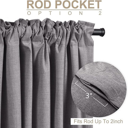 100% Blackout Shield Linen Blackout Curtains for Bedroom 84 Inches Long, Back Tab/Rod Pocket Living Room Drapes, Thermal Insulated Blackout Curtains 2 Panels Set, 50" W x 84" L, Darkgray