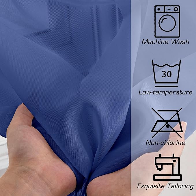 Simplebrand Royal Blue Sheer Curtains 63 Inch Length 2 Panels, Rod Pocket Solid Color Window Sheer Curtain Panels, Elegant Curtains & Drapes for Living Room, Bedroom (Royal Blue, 42" W x 63" L)