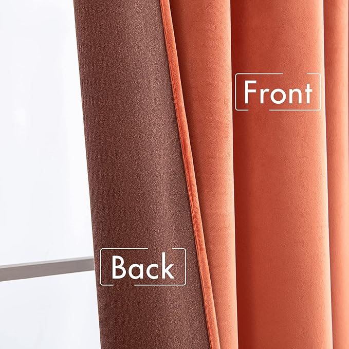 MIULEE Velvet Curtains 108 inches Long 2 Panels - Luxury Burnt Orange Curtains for Bedroom Living Room Thermal Insulated Super Soft Window Drapes Rod Pocket & Back Tab, Terracotta Rust Fall Decor