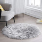 Ciicool Round Fur Fluffy Area Rug for Bedroom, Grey Faux Fur Rugs Furry Circle for Kids Room, Cute Furry Nursery Carpet, Plush Shag Circular Rugs Floor Carpets 3x3 Ft
