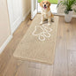 Smiry Dog Door Mat for Muddy Paws, Absorbent Dirt Trapper Non Slip Quick Dry Washable Chenille Mat for Mud Dogs, Entry Rug for Indoor and Outdoor (44x24 Inches, Beige and White)