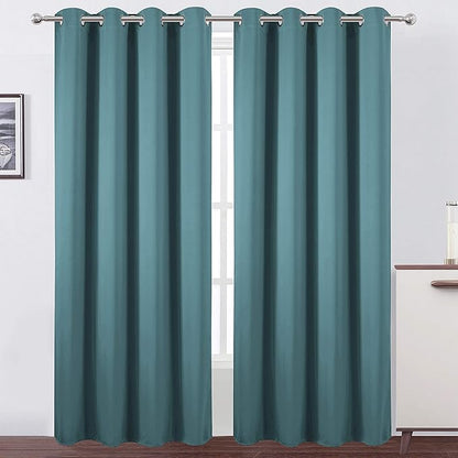 LEMOMO Sea Teal Thermal Blackout Curtains/52 x 84 Inch/Set of 2 Panels Room Darkening Curtains