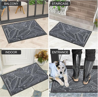 Colorxy Waterproof Doormat, Sturdy Natural Rubber Front Indoor Mat, Non Slip Low Profile Indoor Outdoor Door Mats, Stain and Fade Resistant Floor Mat, Easy Clean Patio Entrance Mat, 71''x47'', Grey