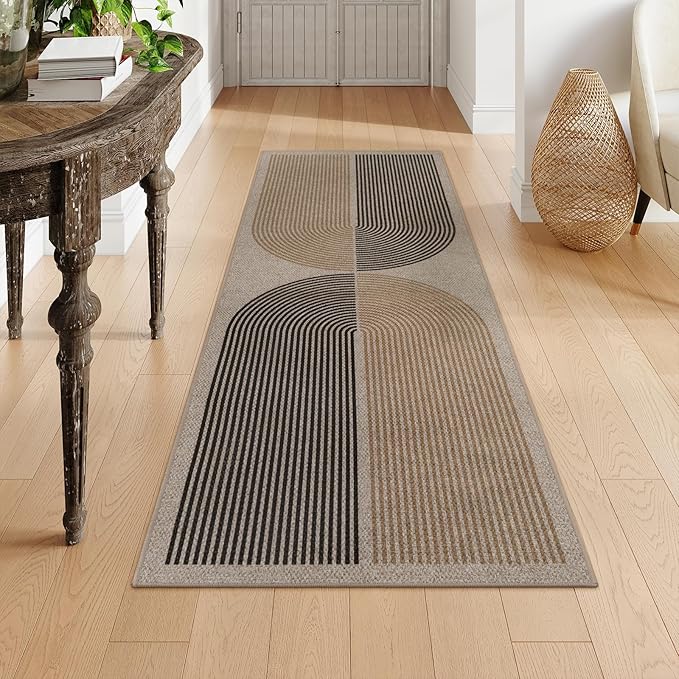 Lahome Enfys Modern Rainbow Easy Jute Rug, 2x6 Kitchen Runner Washable Rug Runners for Hallways Farmhouse Carpet, Non Slip Indoor Outdoor Runner Contemporary Door Mat for Laundry Porch