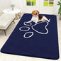 OLANLY Dog Door Mat for Muddy Paws 59x35, Paw Print Design, Absorbs Moisture and Dirt, Absorbent Non-Slip Washable Doormat, Quick Dry Chenille Mud Mat for Dogs, Entry Indoor Entryway Carpet, Navy Blue