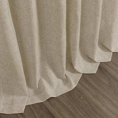 Eggshell Beige Linen Curtains for Living Room 126 Inches Long Light Filtering Semi Sheer Curtain Back Tab Rustic Farmhouse Decor Drapes Floor to Ceiling High Window for Bedroom 52x126, 2 Panels