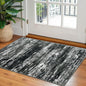 KOZYFLY Modern Abstract Entryway Rugs 2x3, Washable Kitchen Rug Non-Slip Soft Small Bathroom Rug, Black Grey Striped Small Area Rugs Print Faux Wool Doormat for Bedside Entrance Bedroom Sink