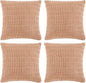 Fancy Homi 4 Packs Peach Decorative Throw Pillow Covers 18x18 Inch for Living Room Couch Bed, Rustic Modern Farmhouse Boho Home Decor, Soft Plush Corduroy Cute Accent Square Cushion Case 45x45 cm