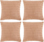 Fancy Homi 4 Packs Peach Decorative Throw Pillow Covers 20x20 Inch for Living Room Couch Bed Sofa, Modern Farmhouse Boho Home Decor, Soft Plush Corduroy Square Cute Accent Cushion Case 50x50 cm