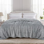 TOONOW Fleece Bed Blanket Queen Size 90x90 inches, Super Soft Fluffy Fuzzy Plush Blanket Geometric Pattern Cozy Microfiber Flannel Blankets for Couch, Bed, Sofa, Light Grey