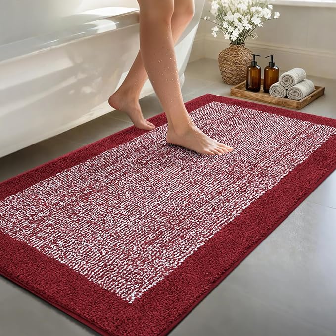 70x24 Long Bathroom Rugs Washable Non Slip, Red Bath Mat for Bathroom Floor Tub, Soft Absorbent Quick Dry Mats for Shower, Bathtub,Home Decor