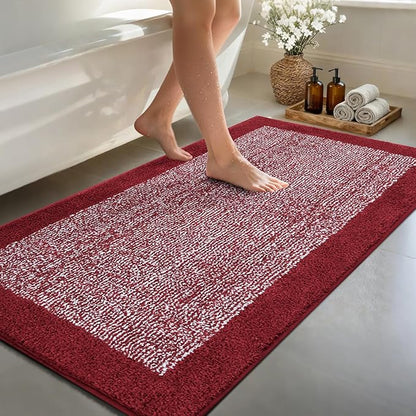 60x24 Long Bathroom Rugs Washable Non Slip, Red Bath Mat for Bathroom Floor Tub, Soft Absorbent Quick Dry Mats for Shower, Bathtub,Home Decor