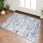 Lansny Modern Abstract Entryway Rug Indoor 2x3 Washable Rug Non-Slip Soft Small Area Rug Blue White Kitchen Mats Thin Print Faux Wool Floor Carpet Throw Rugs for Entrance Bedroom Office Home Decor