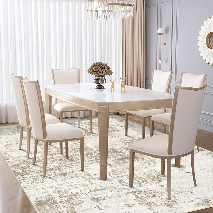 XLUEZ 6x9 Area Rugs for Living Room, Washable Modern Abstract Large Area Rug Neutral Soft Non Slip Kids Rug Stain Resistant Indoor Carpet for Bedroom Nursery Dining Room Playroom(BeigeBrown, 6'x9')
