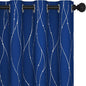 Deconovo Blackout Curtains, 52 x 72 Inch Drapes for Living Room with Wave Dots Silver Print, Soundproof Thermal Insulated Window Curtain for Bedroom Nursery, Set of 2, Machine Washable, Royal Blue
